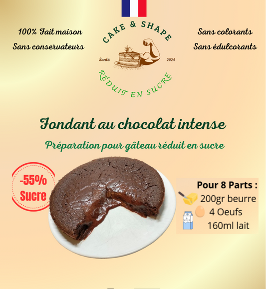 Lot de 3 Paquets de préparations de Fondant au chocolat noir réduites en sucre