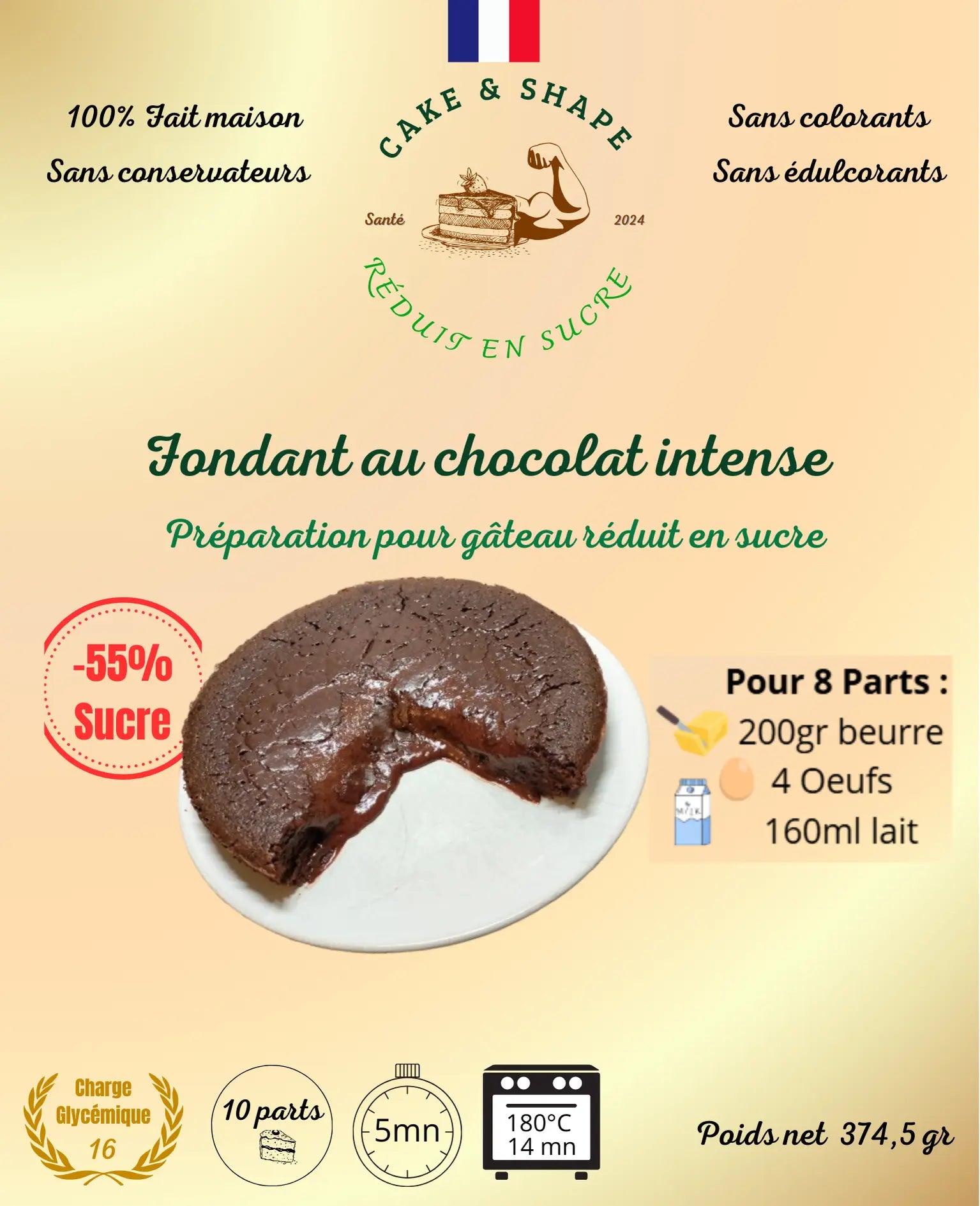 Lot de 3 Paquets de préparations de Fondant au chocolat noir réduites en sucre Cake and Shape