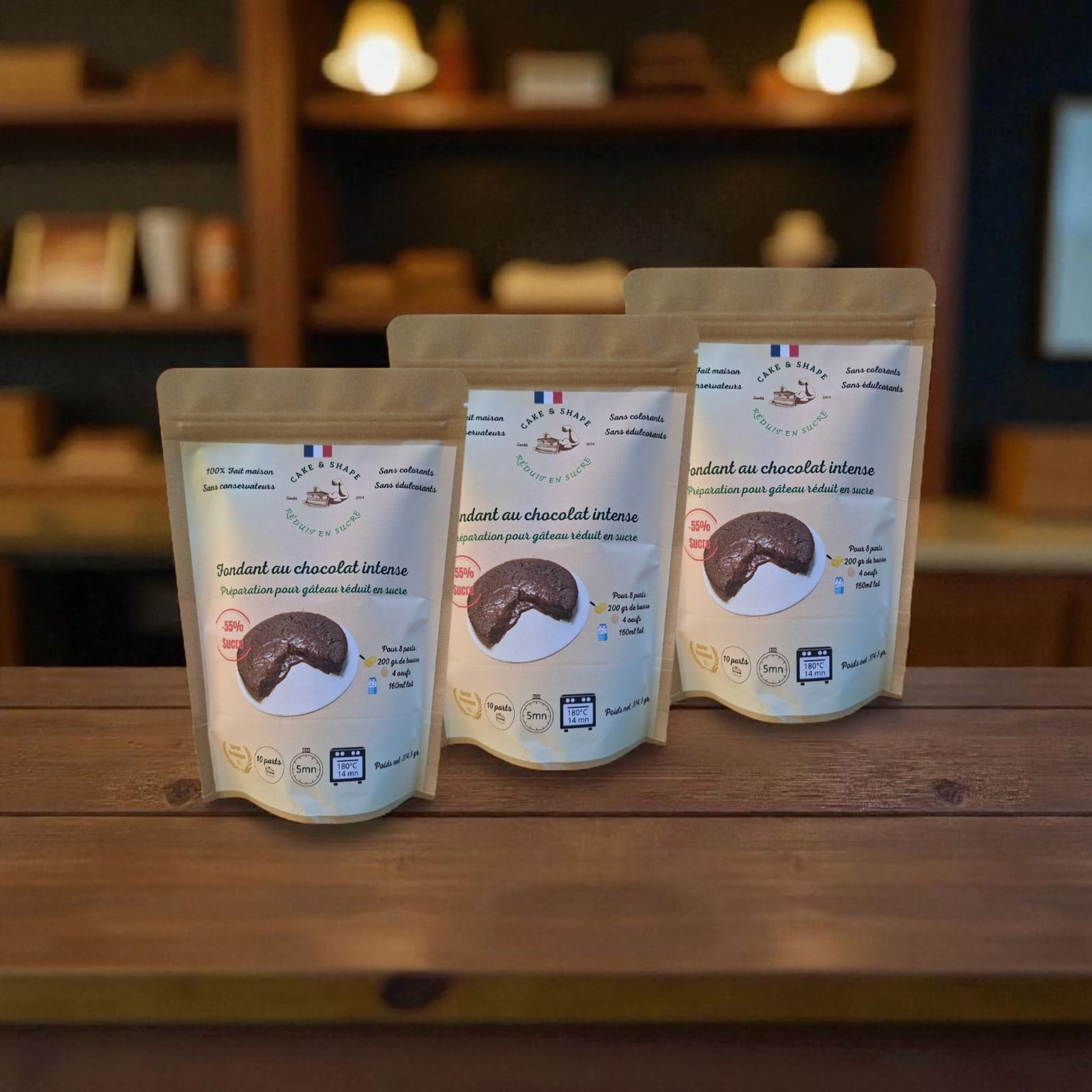 Lot de 3 Paquets de préparations de Fondant au chocolat noir réduites en sucre Cake and Shape