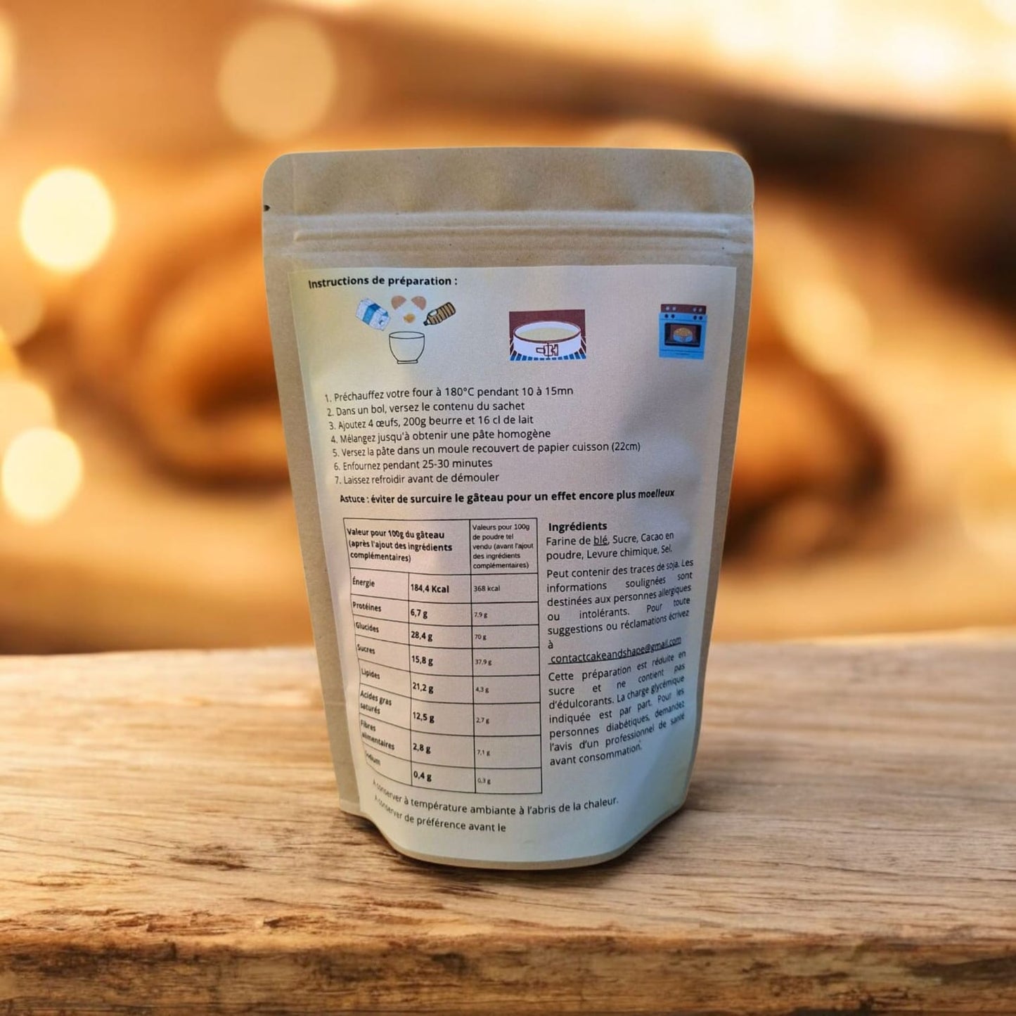 Lot de 3 Paquets de préparations de Fondant au chocolat noir réduites en sucre Cake and Shape