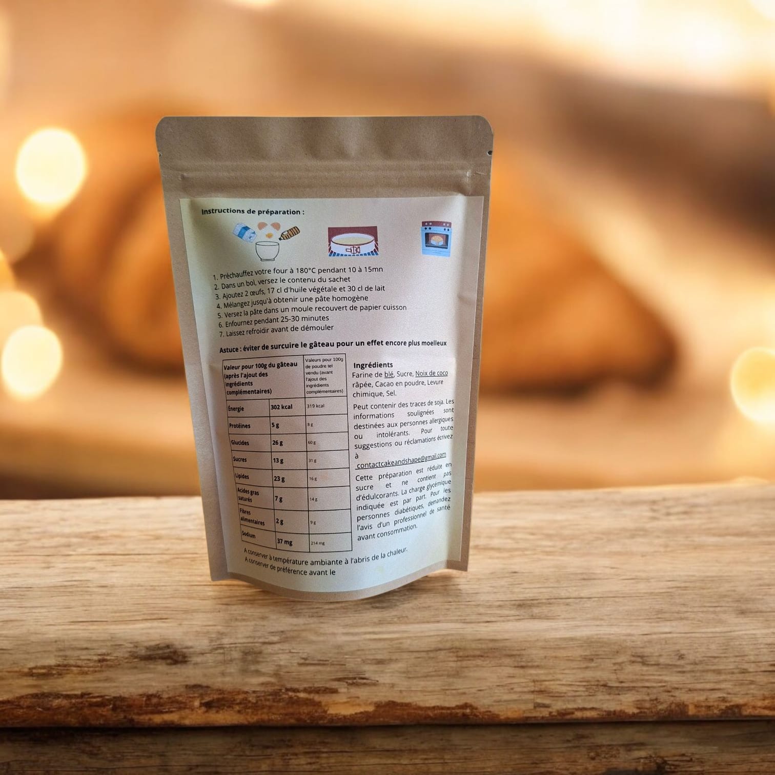 Lot de 3 Paquets de préparations de Moelleux à la noix de coco réduites en sucre Cake and Shape