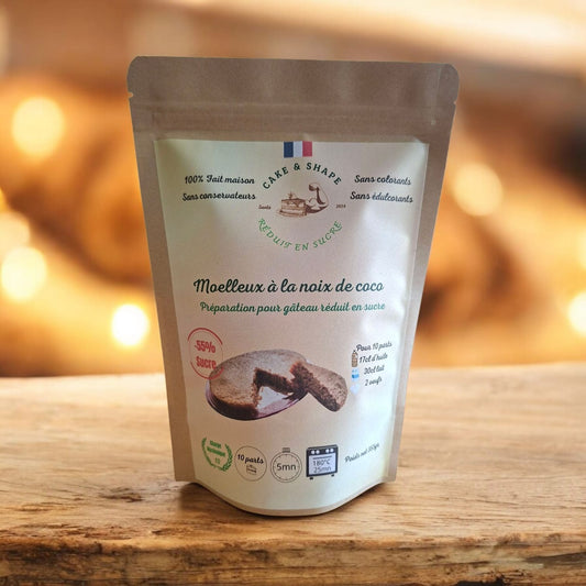 Lot de 3 Paquets de préparations de Moelleux à la noix de coco réduites en sucre Cake and Shape